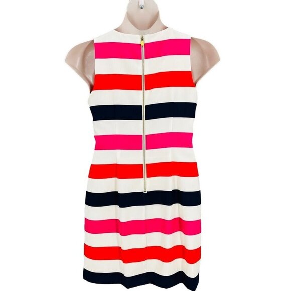 Vince Camuto Jewel Neck Sheath Dress Size 8 Multicolor Striped Sleeveless MIni - Picture 2 of 11